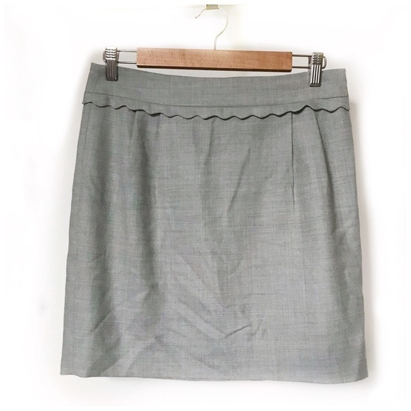 J. Crew scallop trim skirt wool gray Size 4 - Picture 1 of 6
